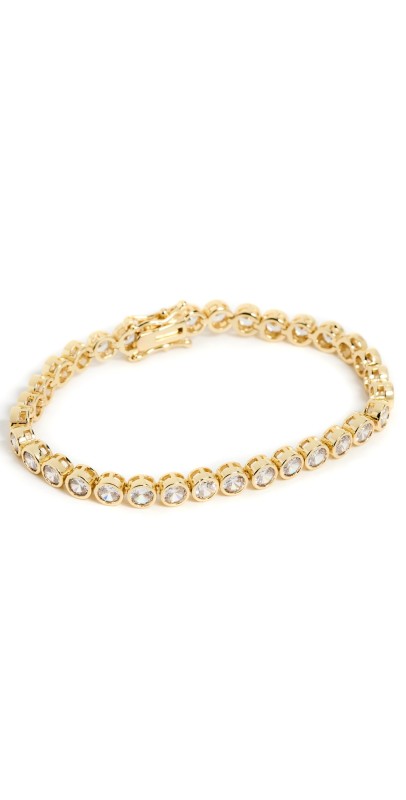 Alexa Leigh Crystal Bezel Tennis Bracelet Yellow Gold
