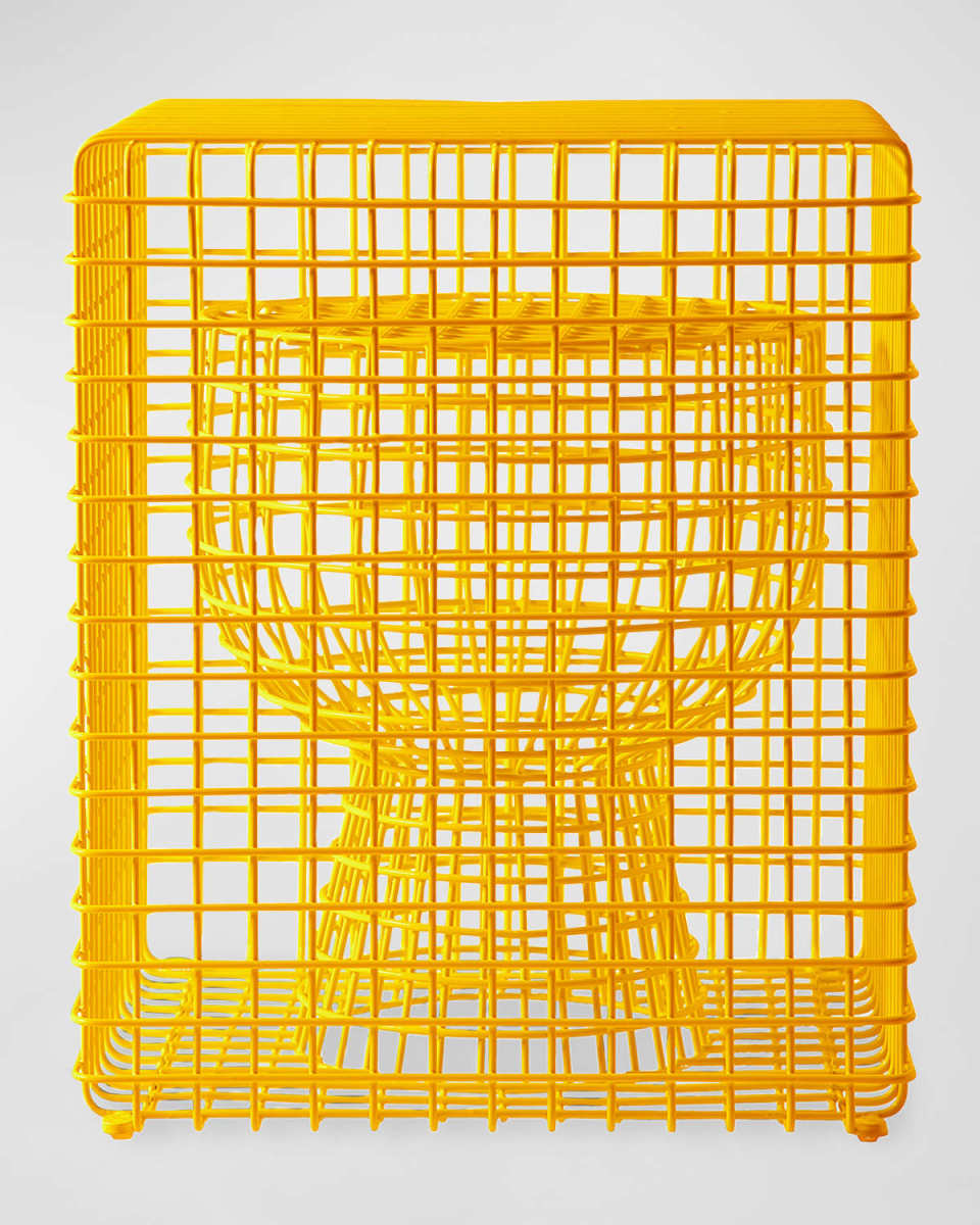 Tip Tap Wire Stool, Yellow
