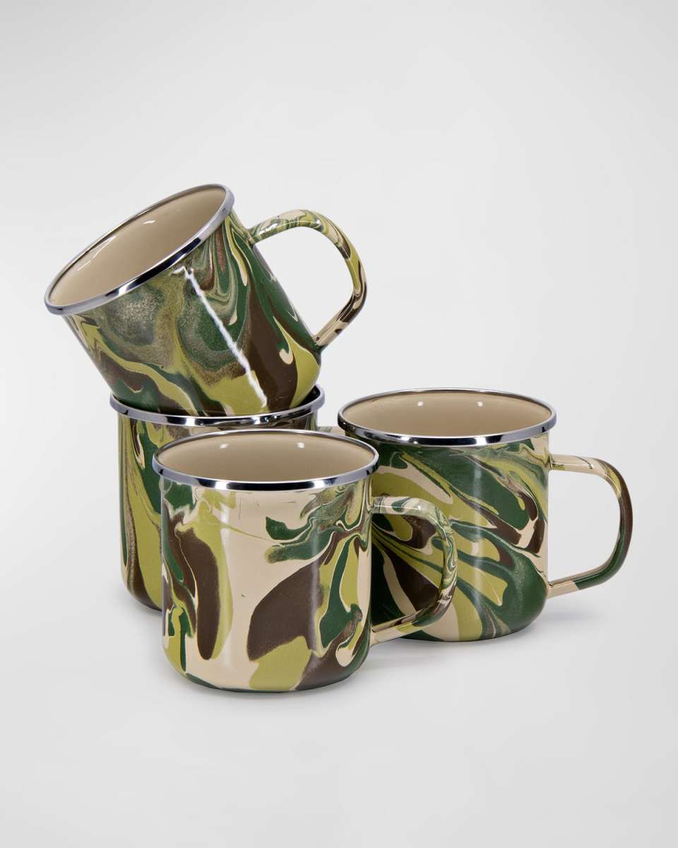 Camouflage Marbled Adult Mugs, Set of 4