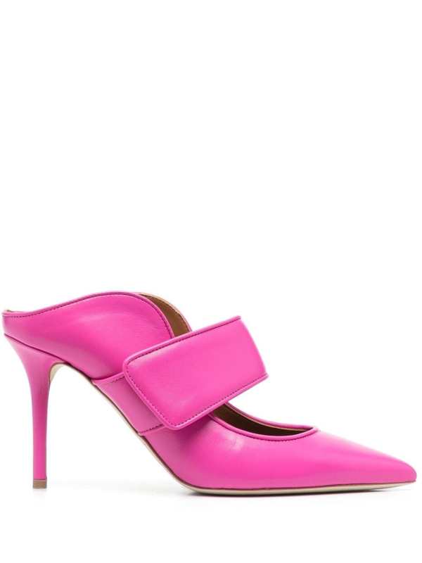 pointed-toe leather mules
