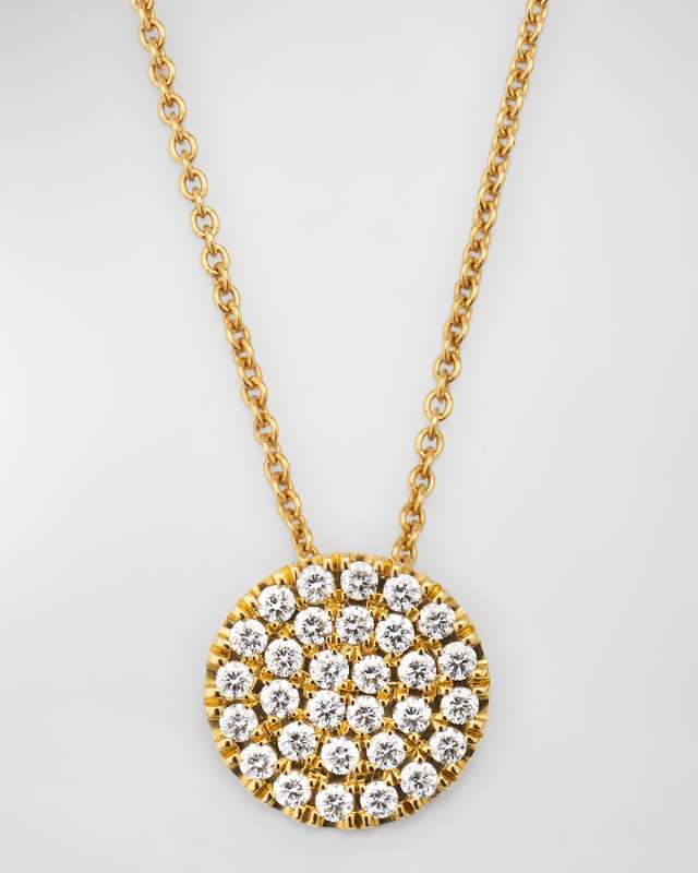 Sparkle 18K Yellow Gold Petite Diamond Disc Pendant Necklace