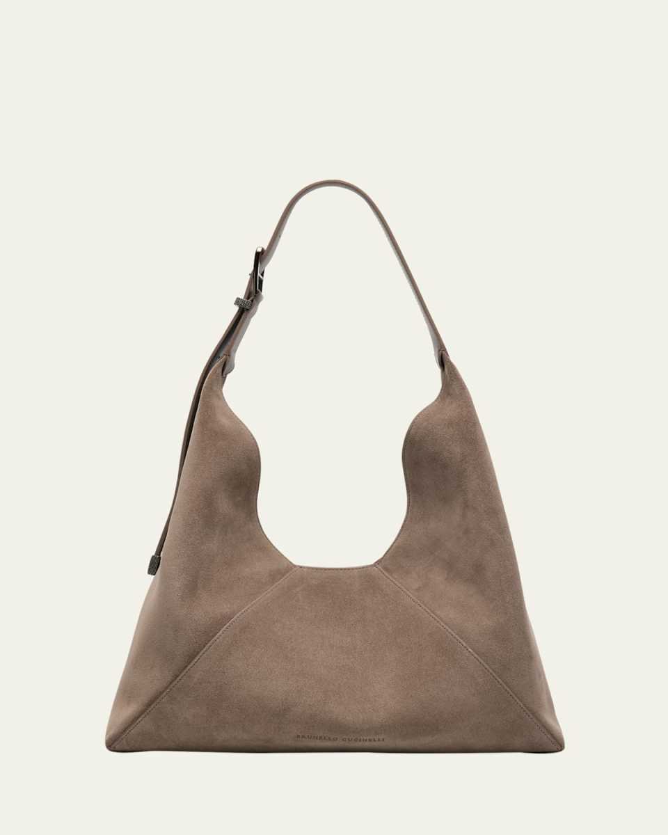 Buckle Suede Hobo Bag