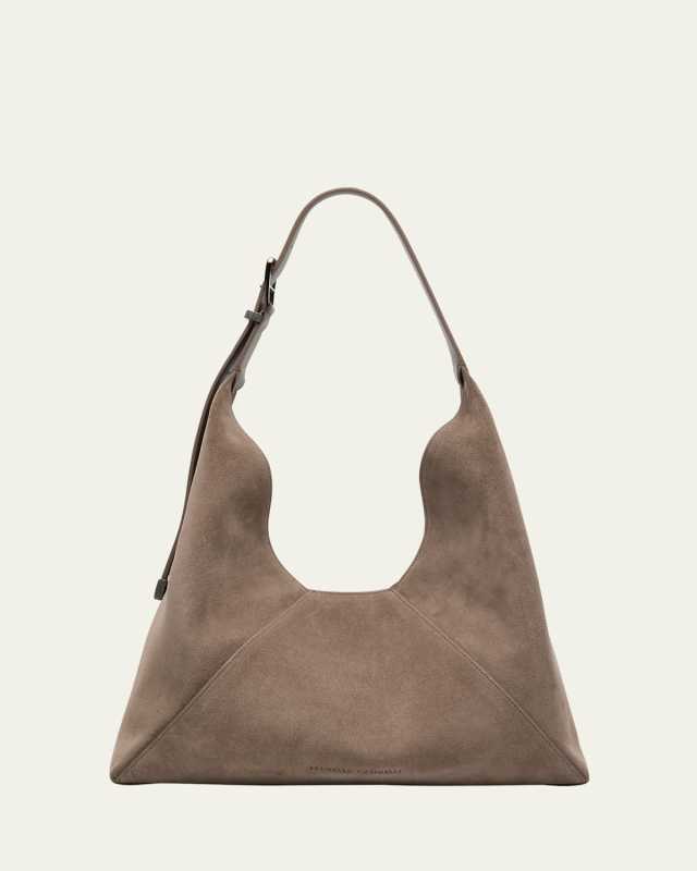 Buckle Suede Hobo Bag