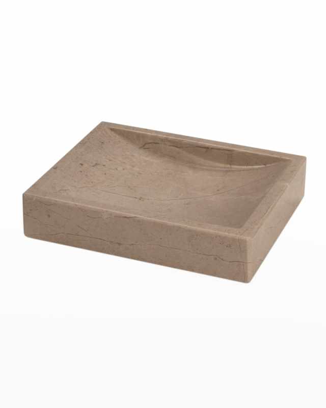 Myrtus Rectangular Polished Verona Beige Marble Soap Dish