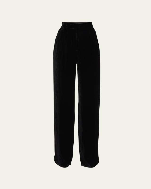 Veronica High Rise Silk-Velvet Wide-Leg Pants
