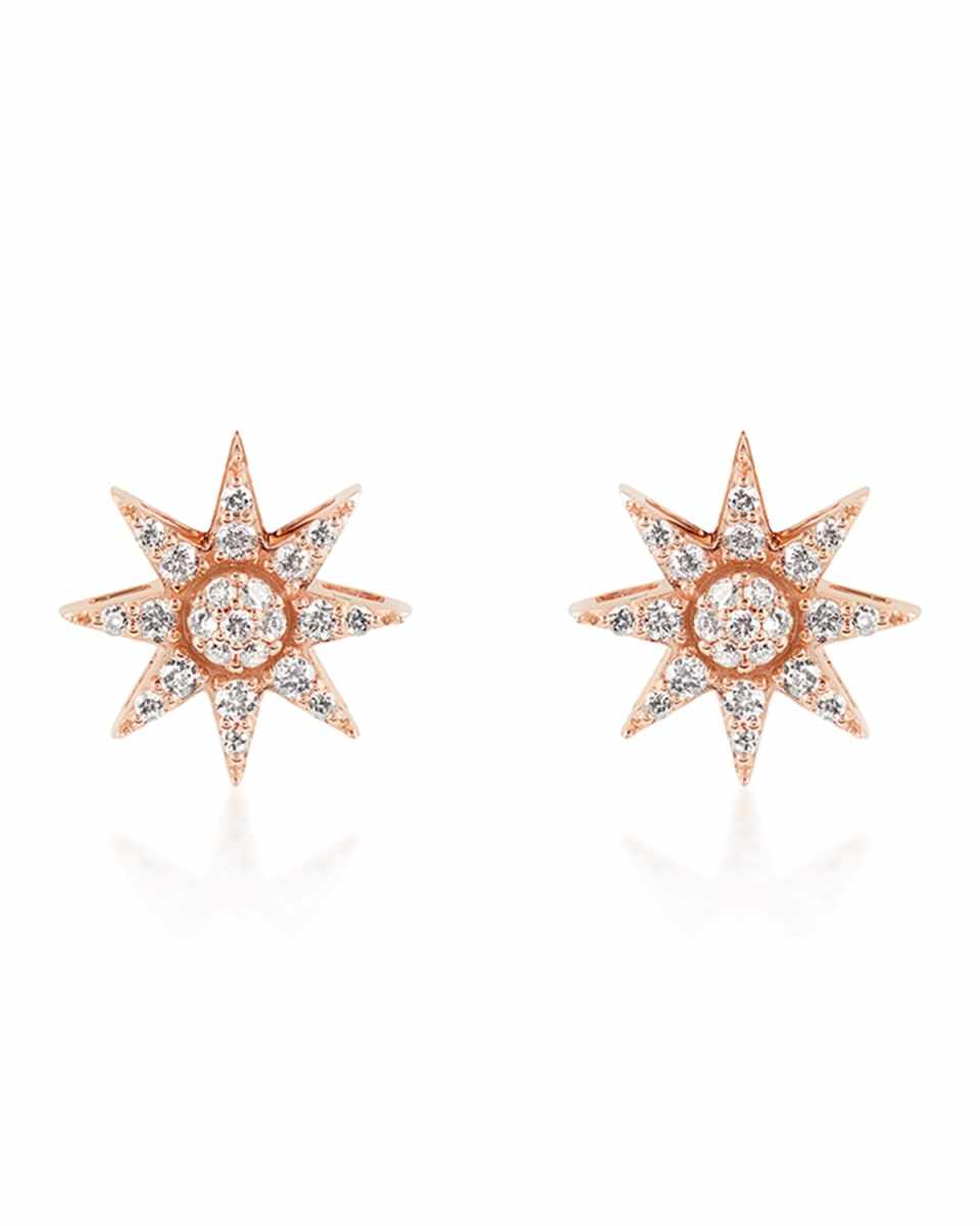 Venus Star 14k Diamond Stud Earrings