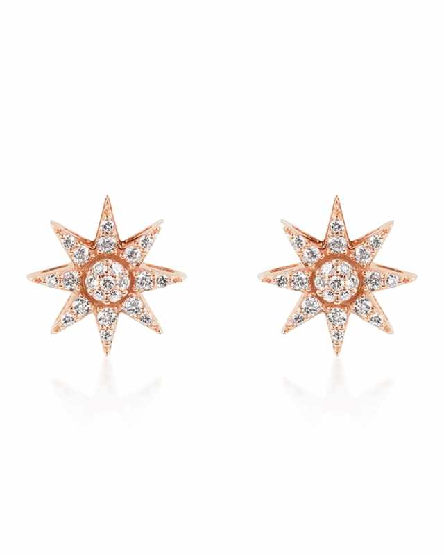 Venus Star 14k Diamond Stud Earrings