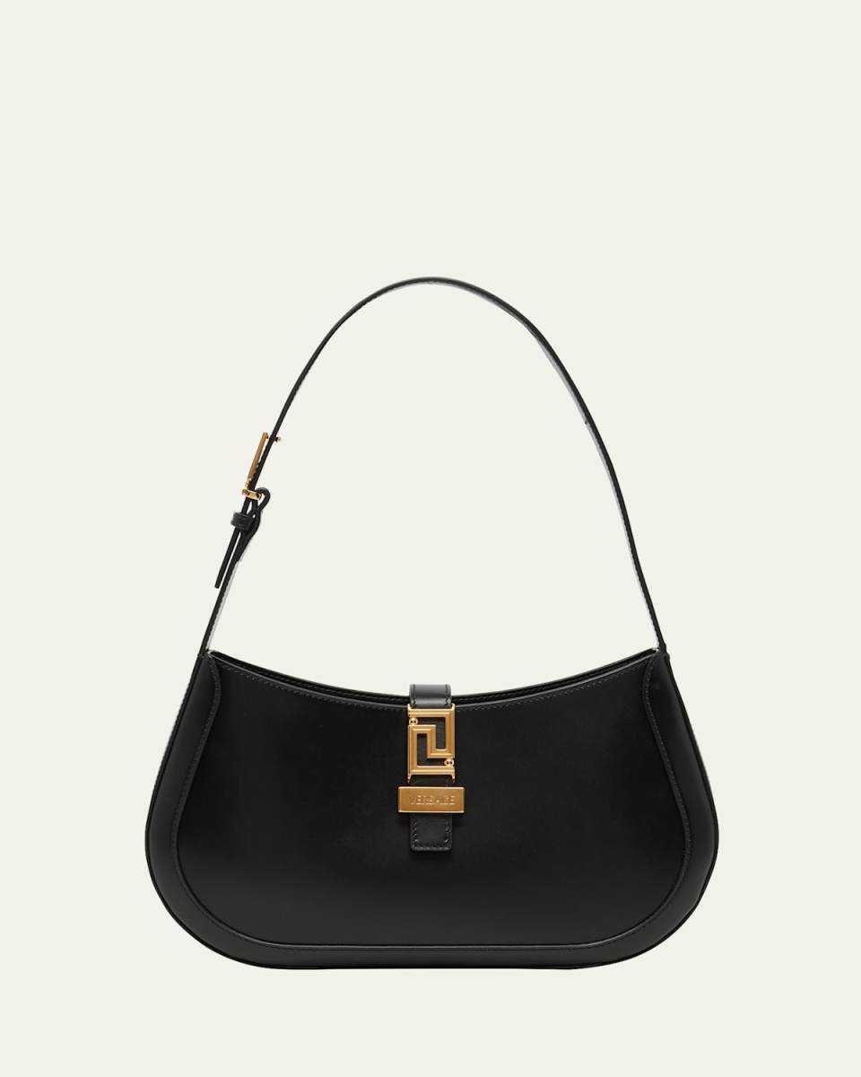 Greca Large Leather Hobo Bag