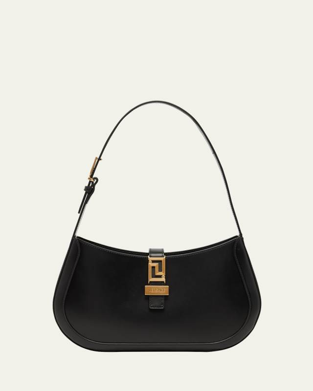 Greca Large Leather Hobo Bag