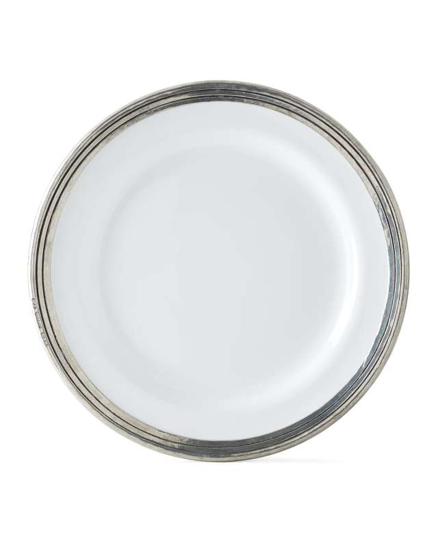 Pewter and Ceramic Dinner Plate