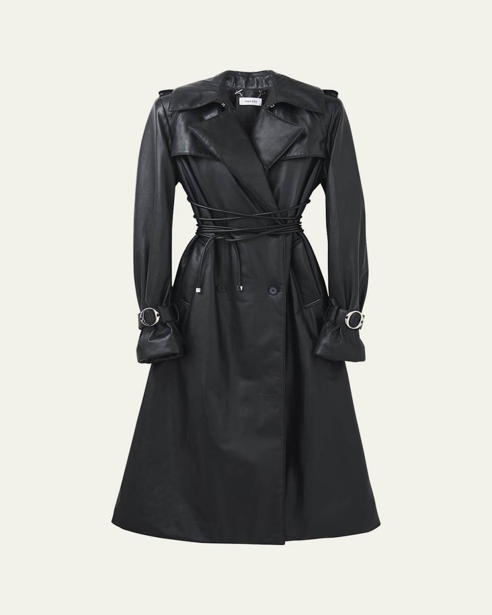 Belted Leather Trench Coat