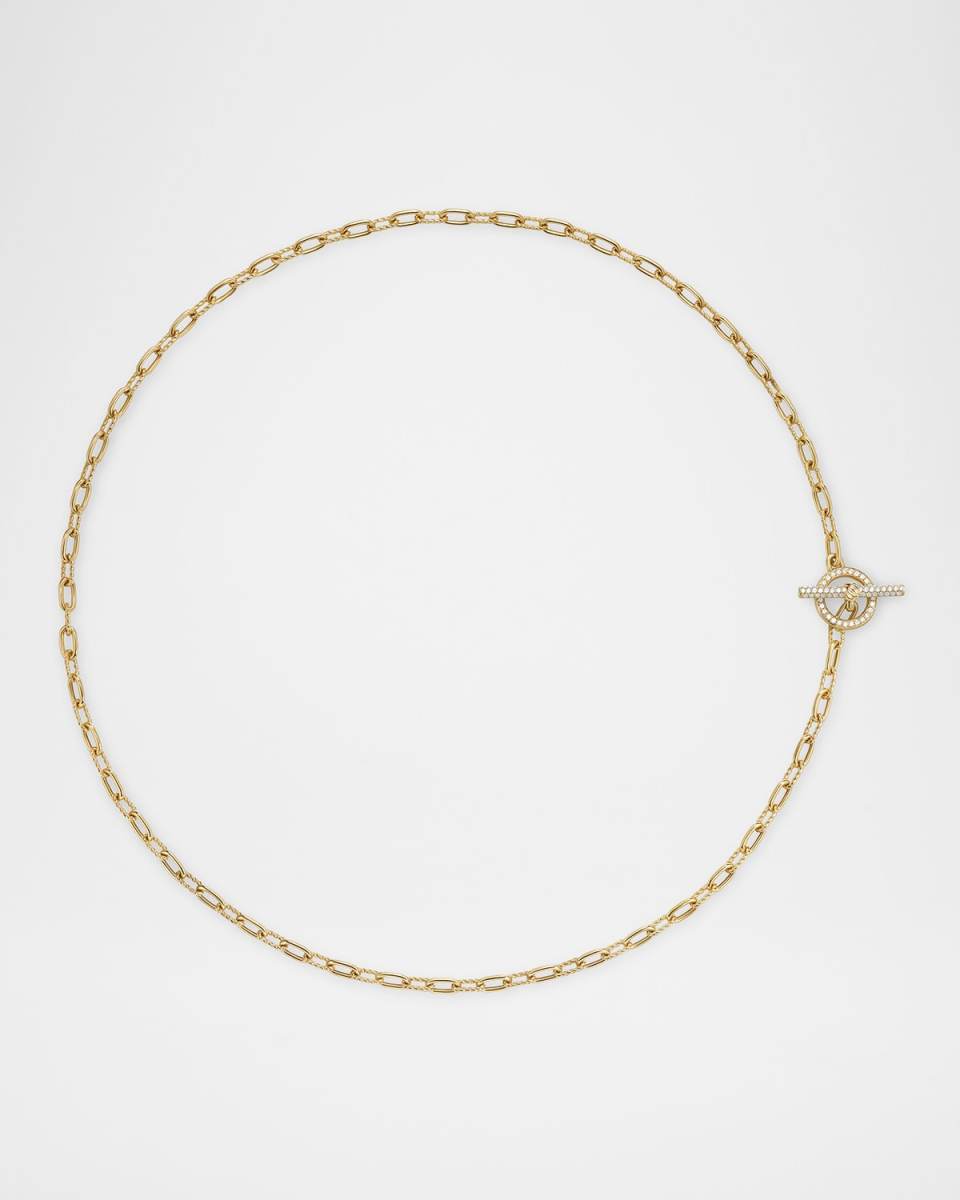 Madison Chain Necklace with Diamonds in 18K Gold, 3mm, 16"L