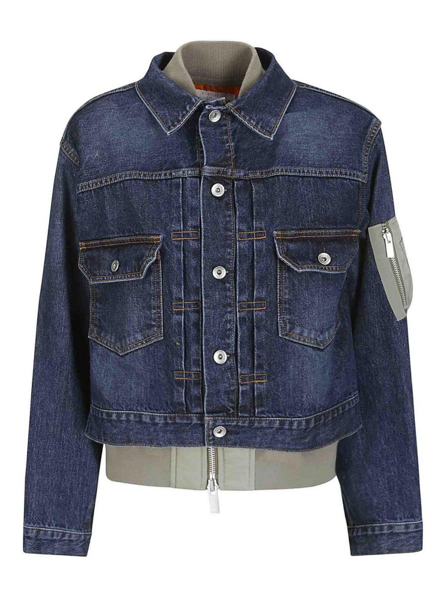 Sacai Veste En Jean - Foncé Délavé