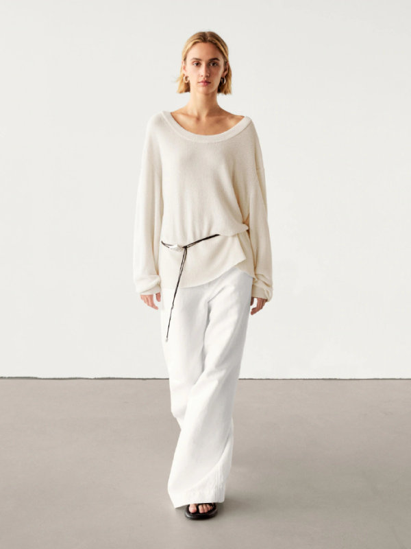 Massimo Dutti OVERSIZE PURL KNIT SWEATER