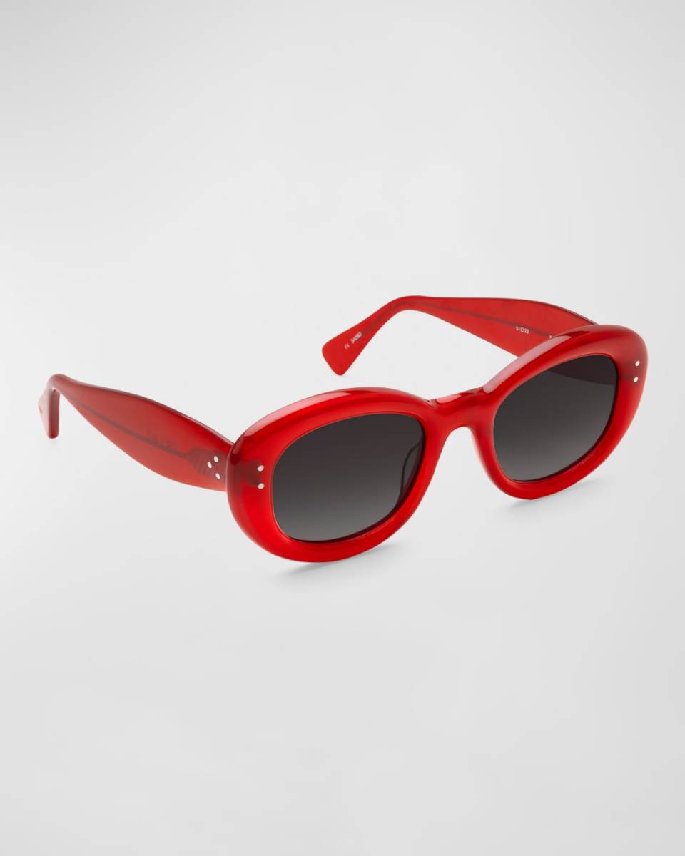 Margaret Red Acetate Oval Sunglasses