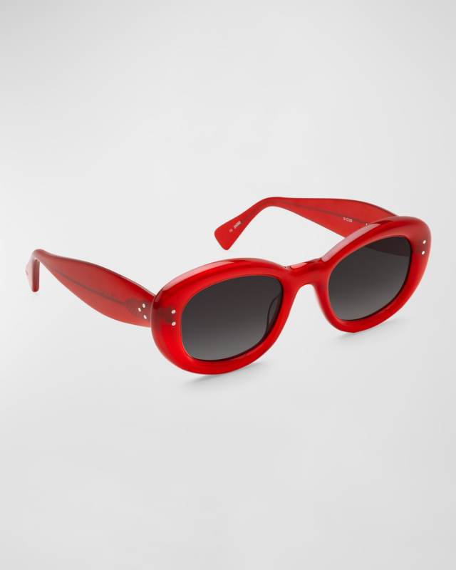 Margaret Red Acetate Oval Sunglasses
