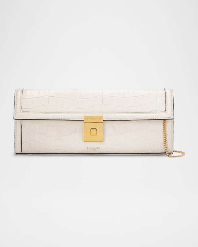 Paris Croc-Embossed Leather Clutch Bag