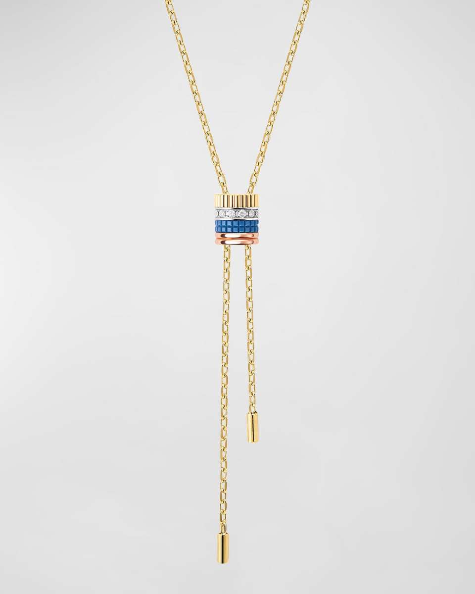 Quatre 18K Yellow Gold Ceramic and Diamond Large Tie Necklace