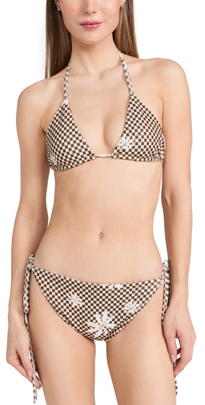 House of Aama Lucky Low Rise Bikini Set Checkered Waffle