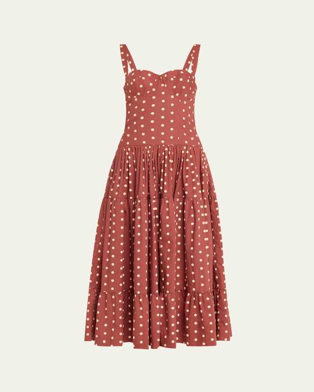 Santiago Bustier Tiered Floral Poplin Midi Dress