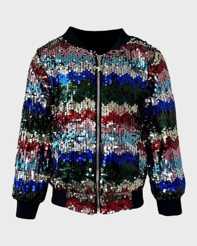 Girl's Confetti Surprise Bomber Jacket, Size 2-1
