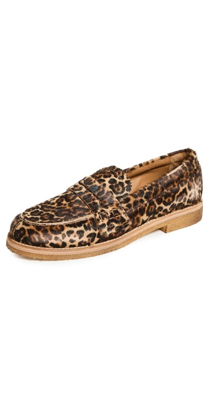 Golden Goose Jerry Mocassino Leo Horsy Flats Beige Brown Leo