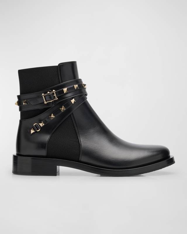 Rockstud Beatle Buckle-Wrap Booties