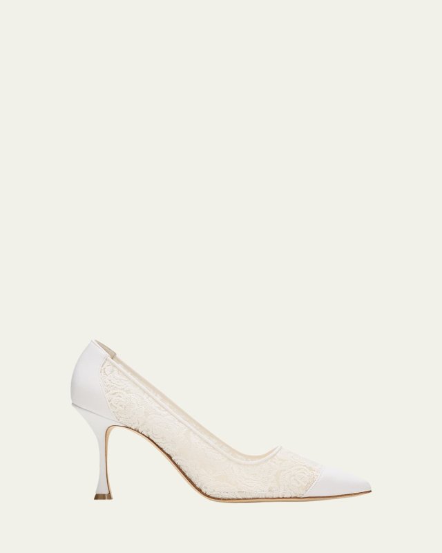 Sololaria Pointed Lace Pumps
