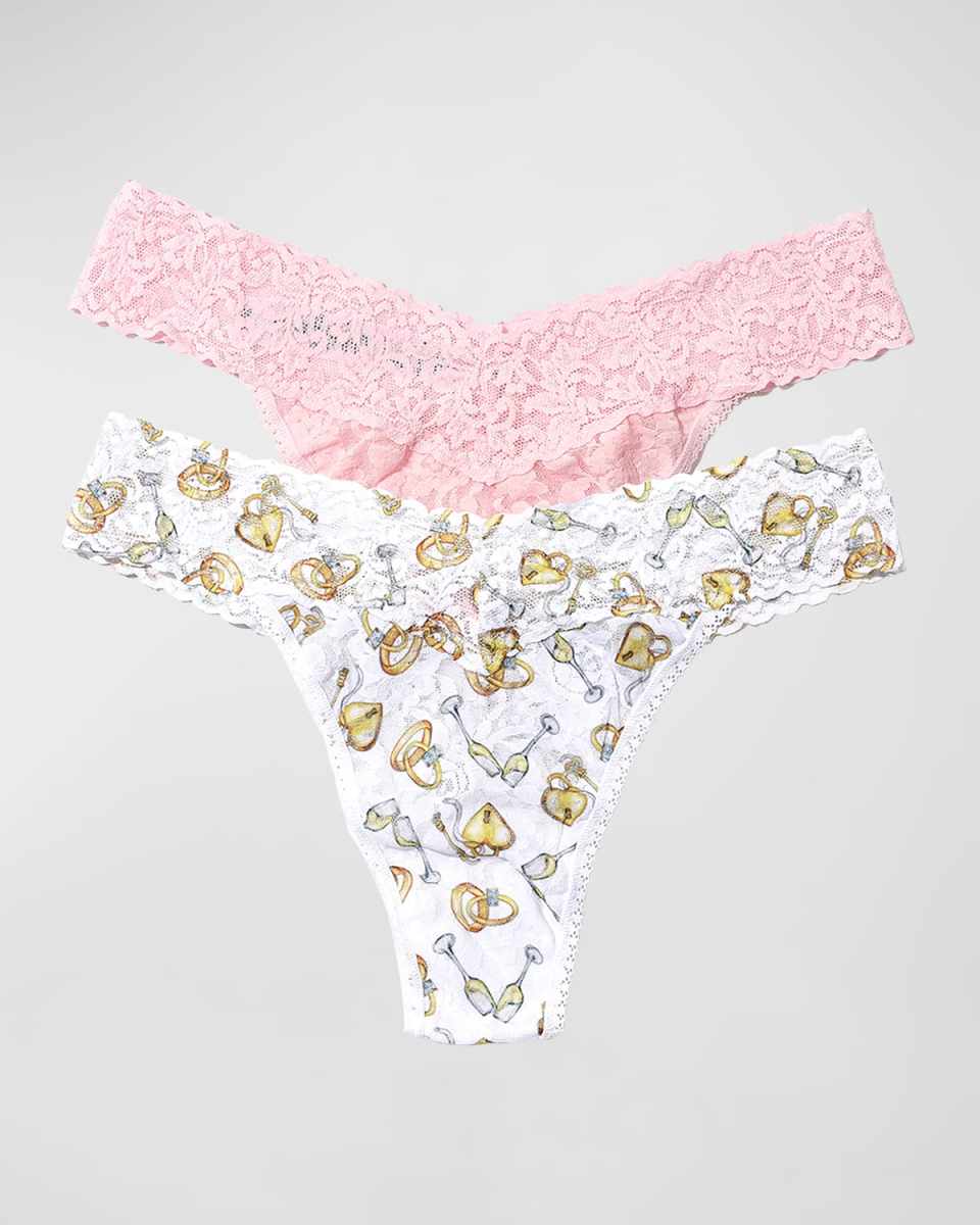 Two-Pack Original-Rise Thongs in Floral Pattern