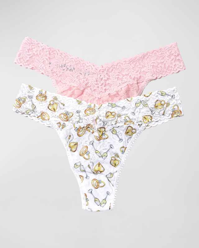Two-Pack Original-Rise Thongs in Floral Pattern