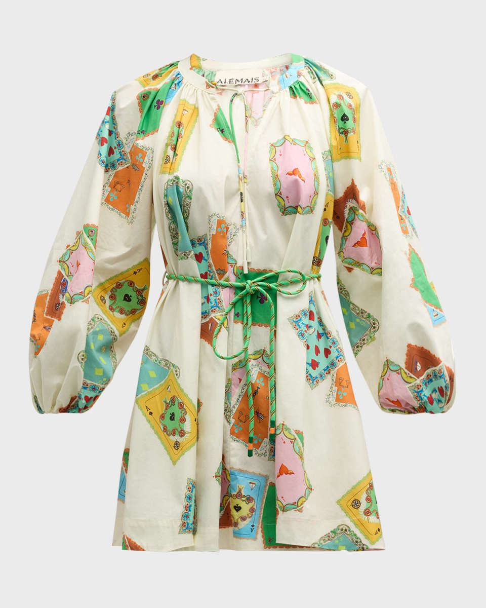 Rummy Long-Sleeve Multicolor Print Organic Cotton Mini Dress