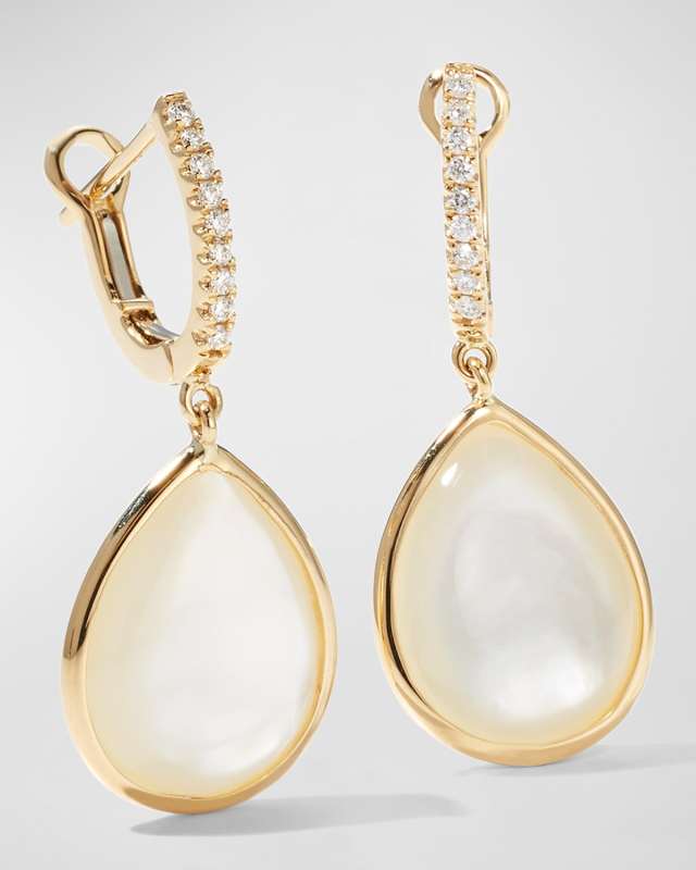 18K Yellow Gold Mother-of-Pearl Teardrop Earrings
