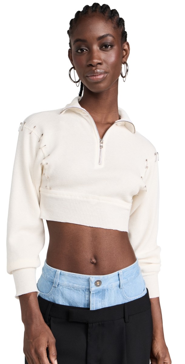 Sami Miro Vintage Turtleneck Safety Pin Top Natural