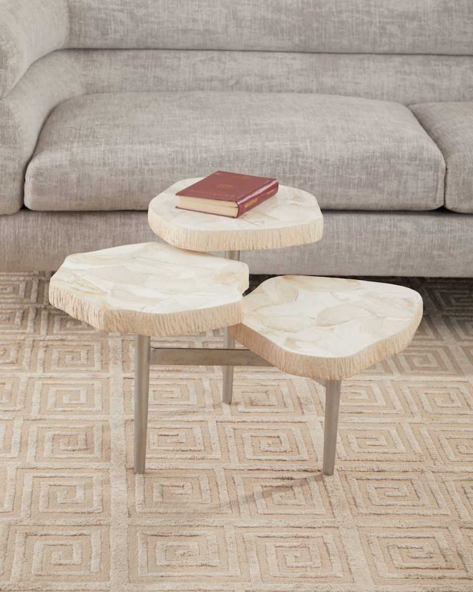 Fossilized Clam Tri-Level Accent Table
