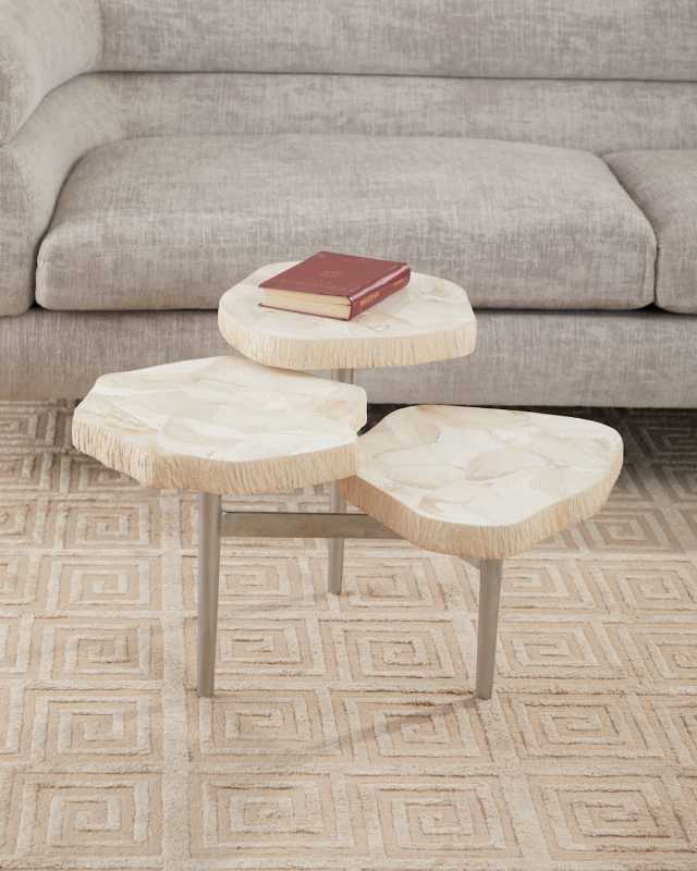 Fossilized Clam Tri-Level Accent Table