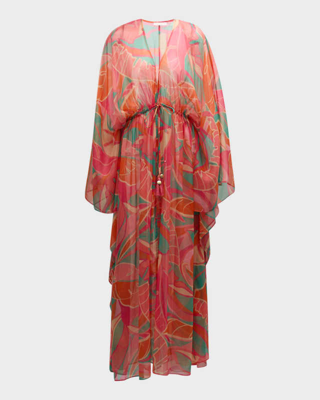 Palm Printed Austin Caftan Coverup