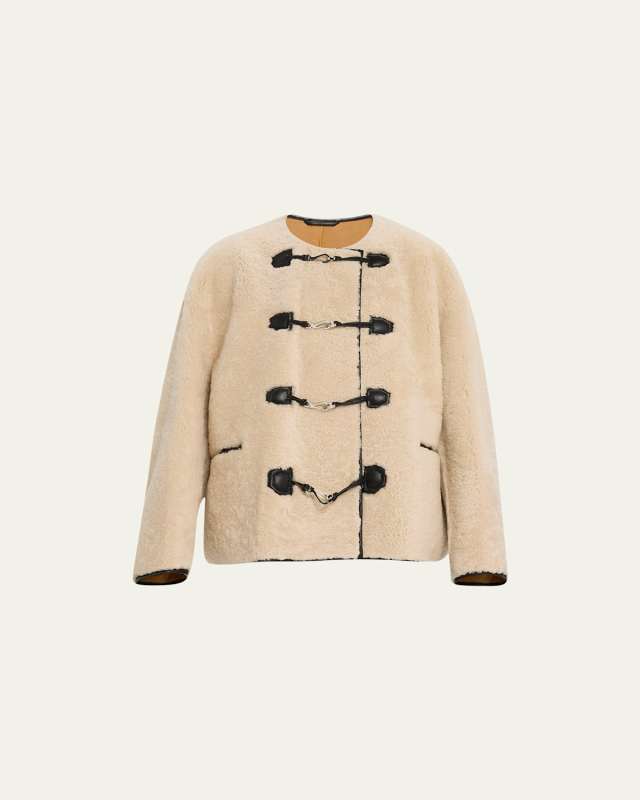 Sheep Shearling Clasp Single-Breasted Teddy Jacket