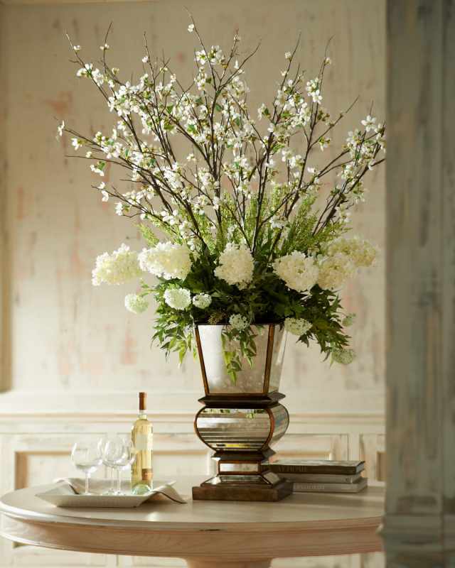 Ivory Arrangement in Mirrored Planter