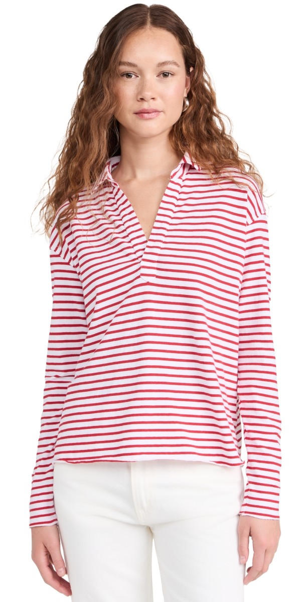 Frank & Eileen Patrick Popover Henley White/Double Decker Red