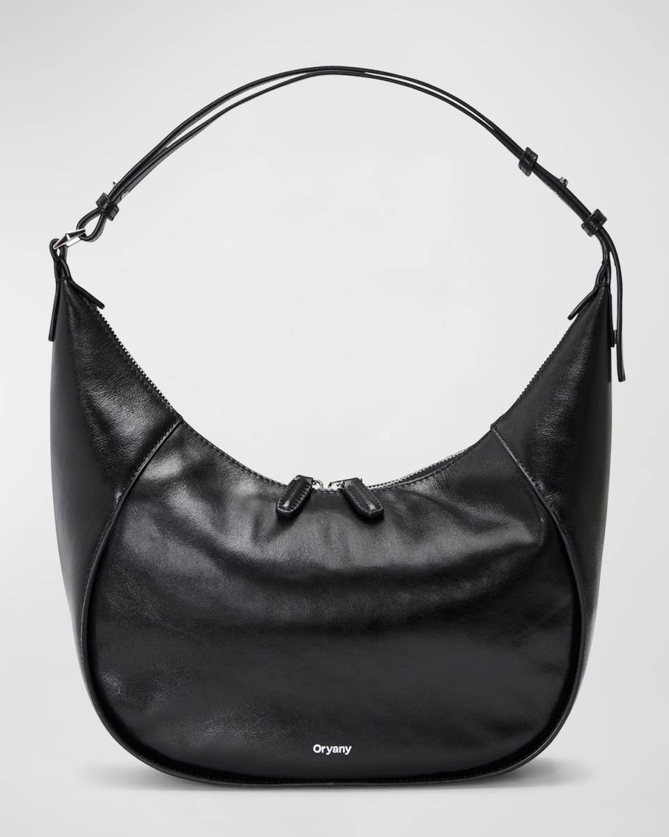 Arch Zip Leather Hobo Shoulder Bag