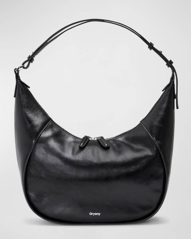 Arch Zip Leather Hobo Shoulder Bag