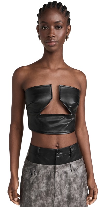 AFRM Avery Faux Leather Prong Top Noir