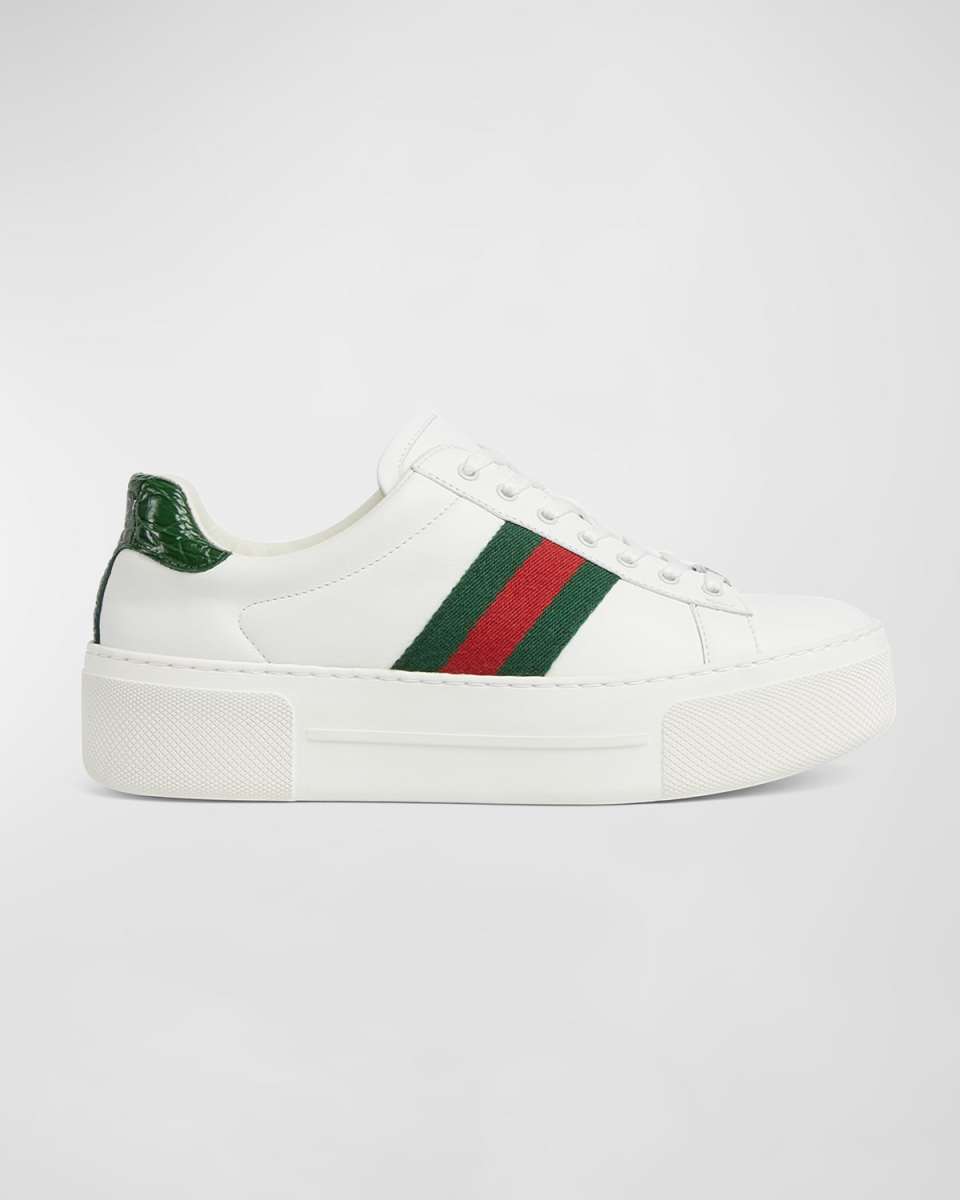 Ace Web Mixed Leather Sneakers