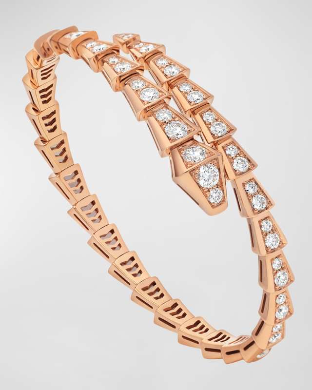 Serpent Boheme Pink Gold Diamond Pave Thin Bracelet