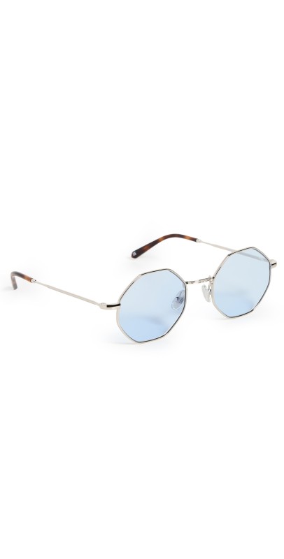 Illesteva Broome Silver Sunglasses with Light Blue Flat Lenses Silver w/ Light Blue See Th