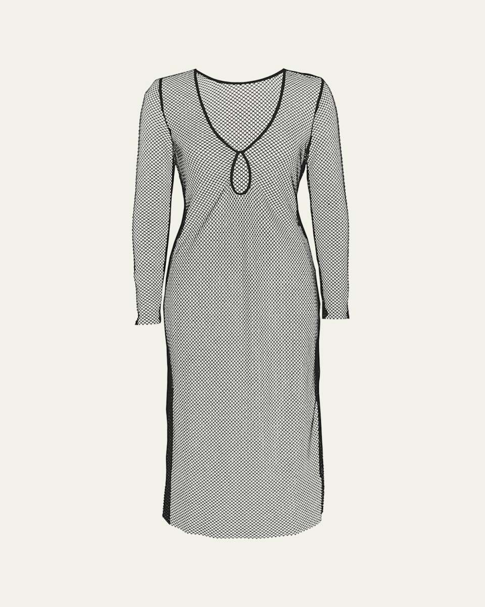 Sara Crystal Crochet Long-Sleeve Dress