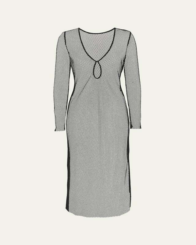 Sara Crystal Crochet Long-Sleeve Dress