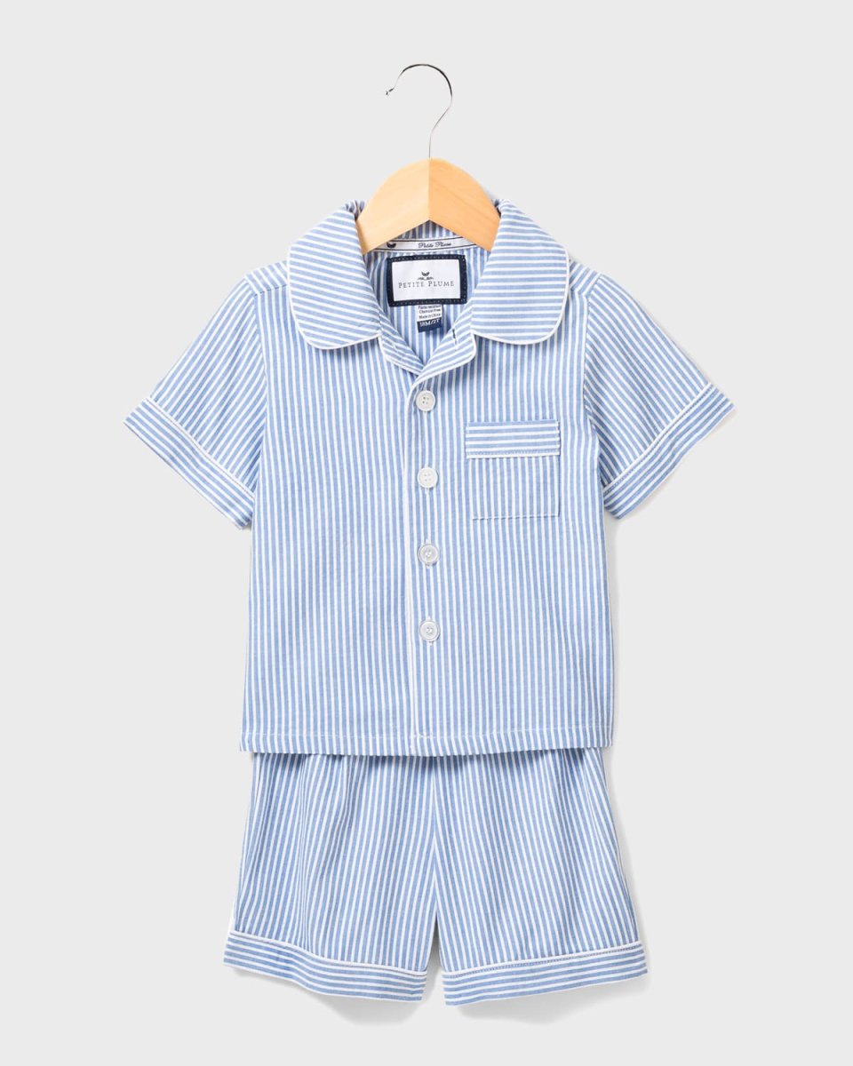 Kid's Seersucker Pajama Short Set, Size 6M-14