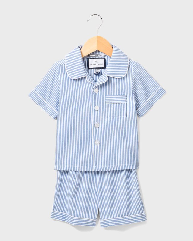 Kid's Seersucker Pajama Short Set, Size 6M-14
