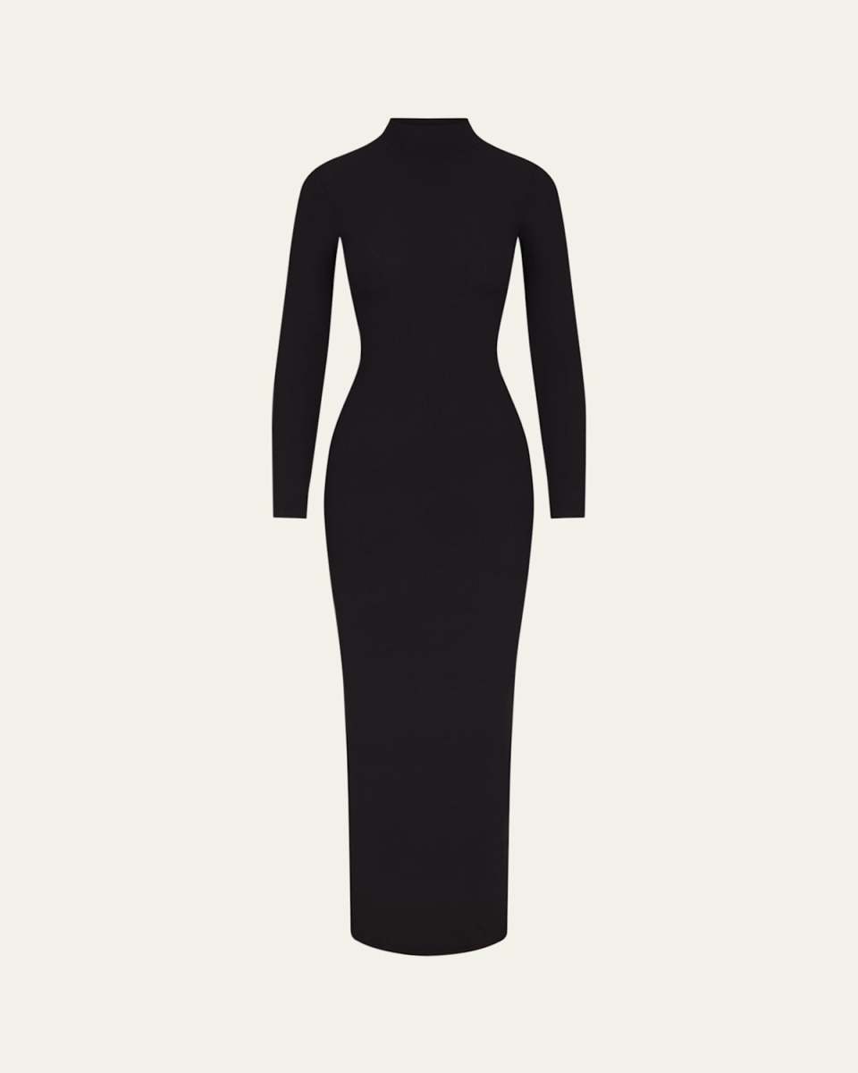 Soft Lounge Ribbed Mock-Neck Maxi Dress